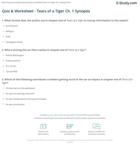 tears of a tiger test 1 answers|Tears Of A Tiger study guide, quiz and answer key .